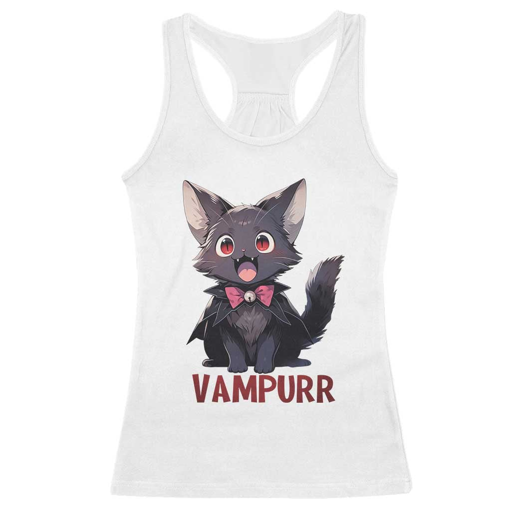 Halloween Black Vampire Cat Racerback Tank Top Vampurr Cute Kitty Lover TS12 White Print Your Wear