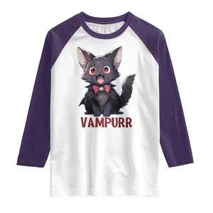 Halloween Black Vampire Cat Raglan Shirt Vampurr Cute Kitty Lover TS12 White Purple Print Your Wear