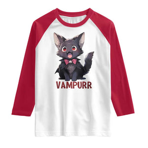 Halloween Black Vampire Cat Raglan Shirt Vampurr Cute Kitty Lover TS12 White Red Print Your Wear
