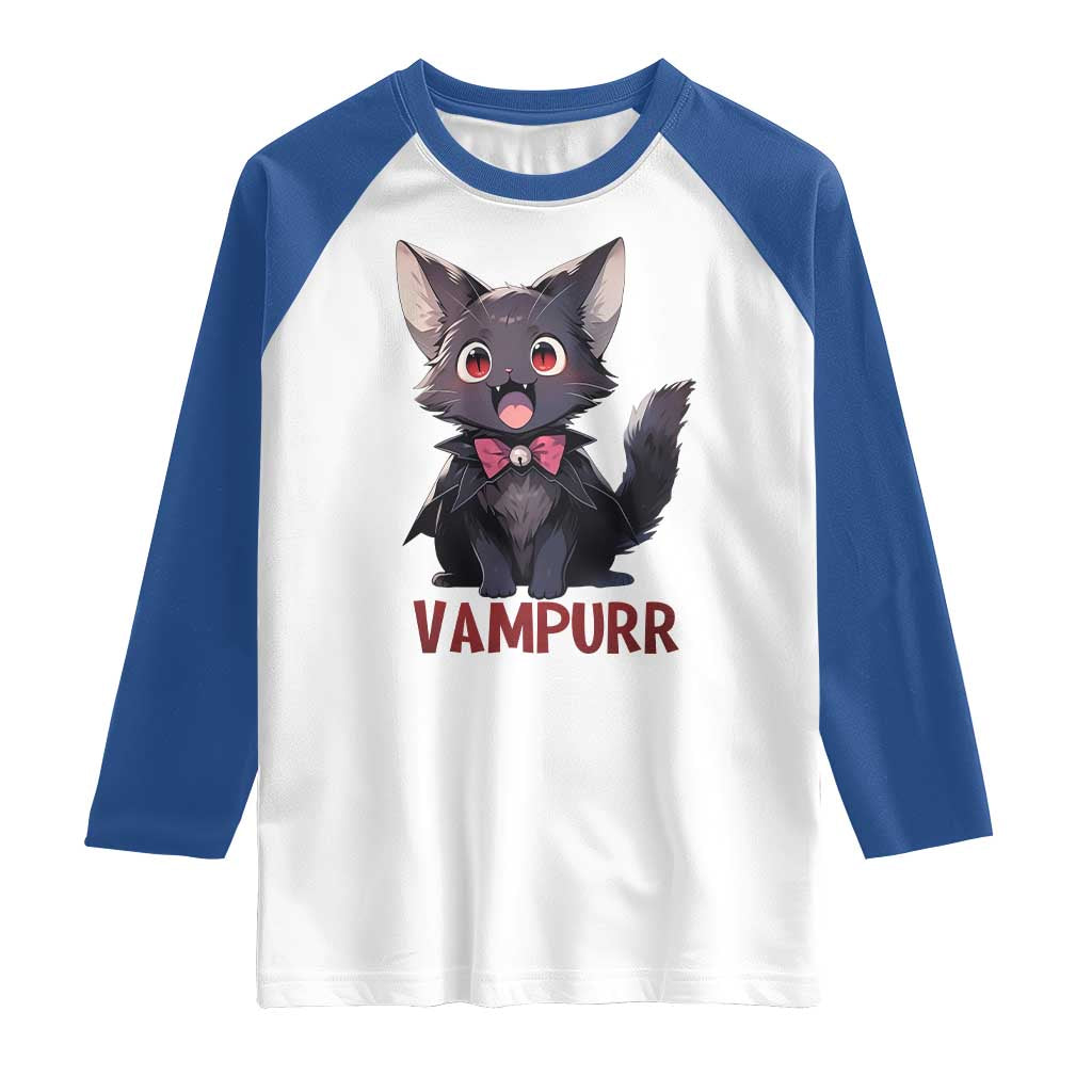 Halloween Black Vampire Cat Raglan Shirt Vampurr Cute Kitty Lover TS12 White Royal Print Your Wear