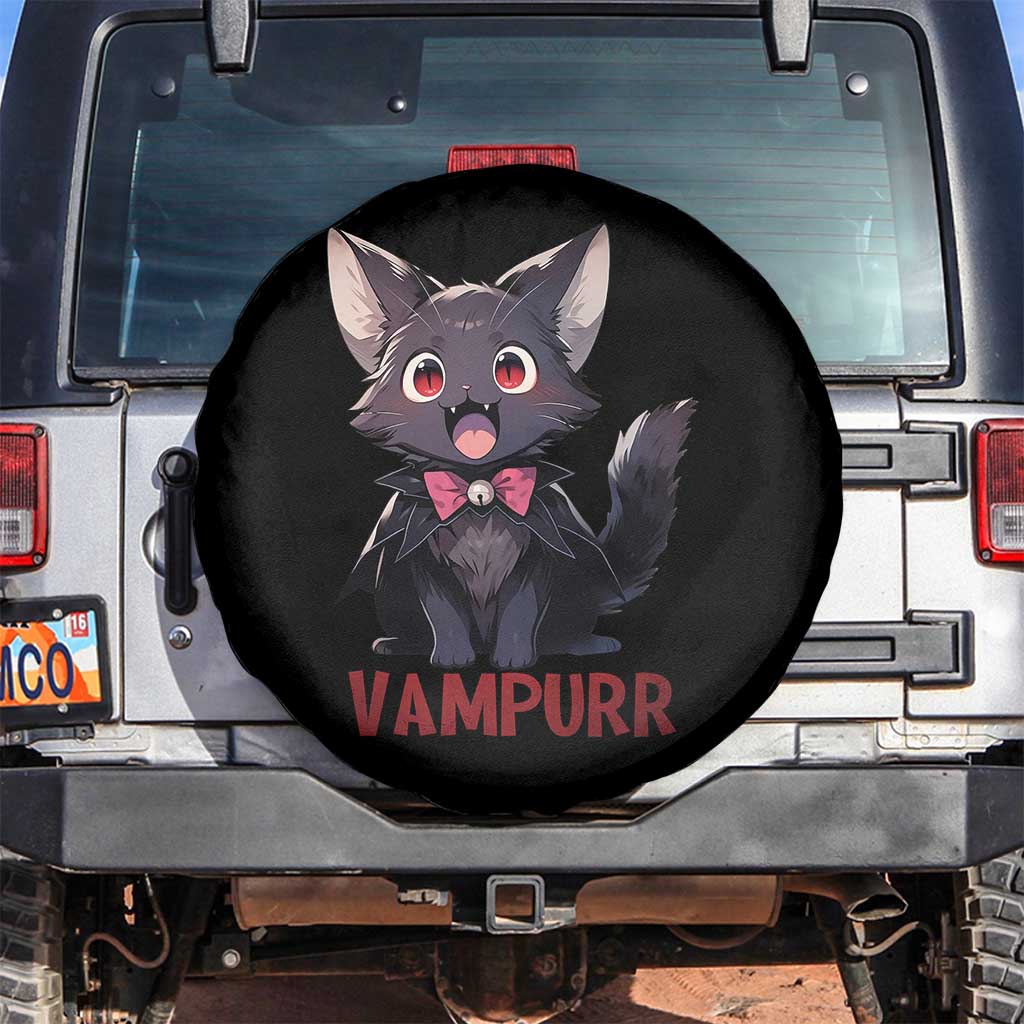 Halloween Black Vampire Cat Spare Tire Cover Vampurr Cute Kitty Lover TS12 No hole Black Print Your Wear