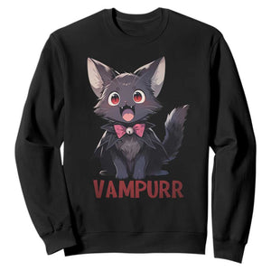 Halloween Black Vampire Cat Sweatshirt Vampurr Cute Kitty Lover TS12 Black Print Your Wear