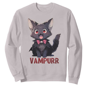 Halloween Black Vampire Cat Sweatshirt Vampurr Cute Kitty Lover TS12 Ice Gray Print Your Wear