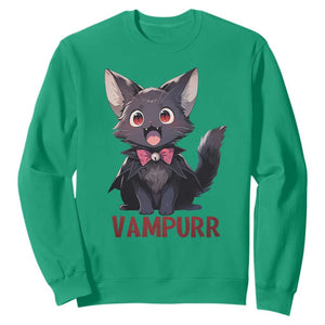 Halloween Black Vampire Cat Sweatshirt Vampurr Cute Kitty Lover TS12 Irish Green Print Your Wear