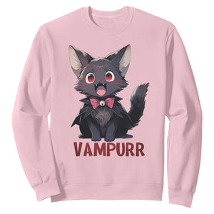 Halloween Black Vampire Cat Sweatshirt Vampurr Cute Kitty Lover TS12 Light Pink Print Your Wear