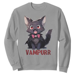 Halloween Black Vampire Cat Sweatshirt Vampurr Cute Kitty Lover TS12 Sport Gray Print Your Wear