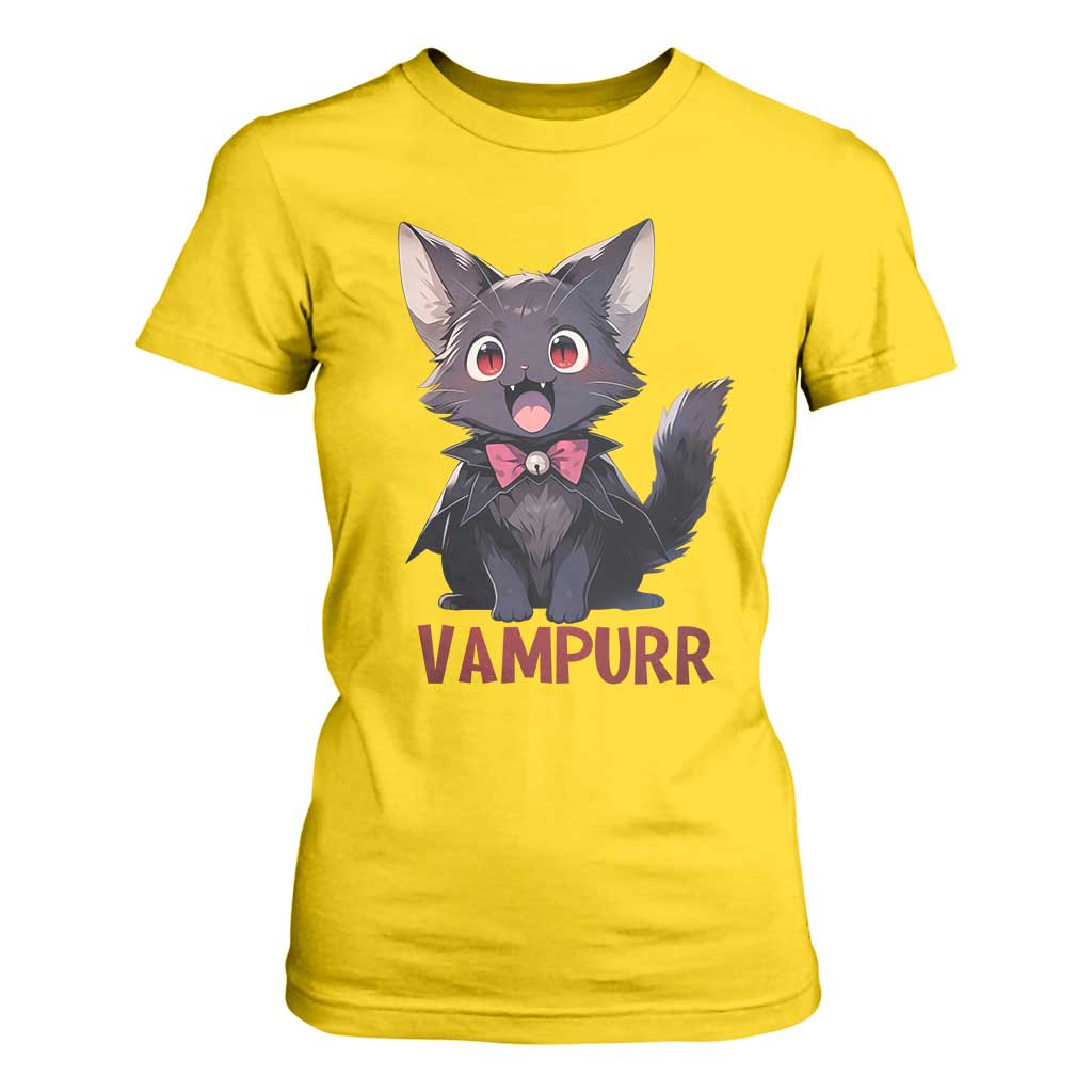 Halloween Black Vampire Cat T Shirt For Women Vampurr Cute Kitty Lover TS12 Daisy Print Your Wear