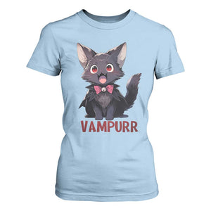 Halloween Black Vampire Cat T Shirt For Women Vampurr Cute Kitty Lover TS12 Light Blue Print Your Wear