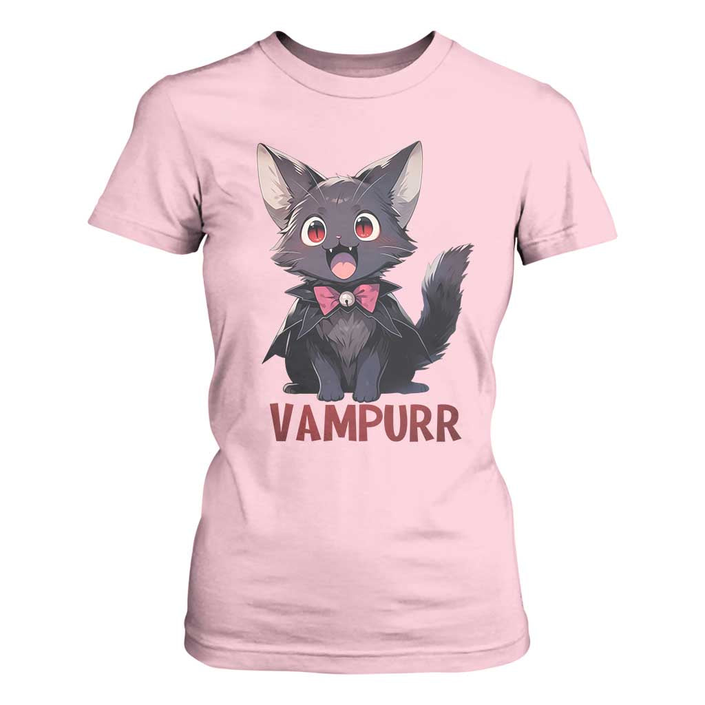 Halloween Black Vampire Cat T Shirt For Women Vampurr Cute Kitty Lover TS12 Light Pink Print Your Wear