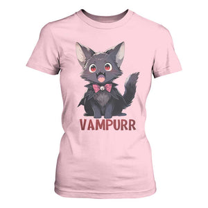 Halloween Black Vampire Cat T Shirt For Women Vampurr Cute Kitty Lover TS12 Light Pink Print Your Wear