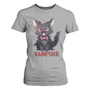 Halloween Black Vampire Cat T Shirt For Women Vampurr Cute Kitty Lover TS12 Sport Gray Print Your Wear