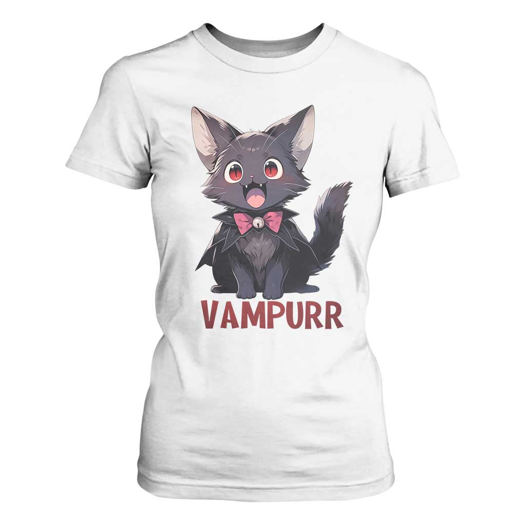 Halloween Black Vampire Cat T Shirt For Women Vampurr Cute Kitty Lover TS12 White Print Your Wear