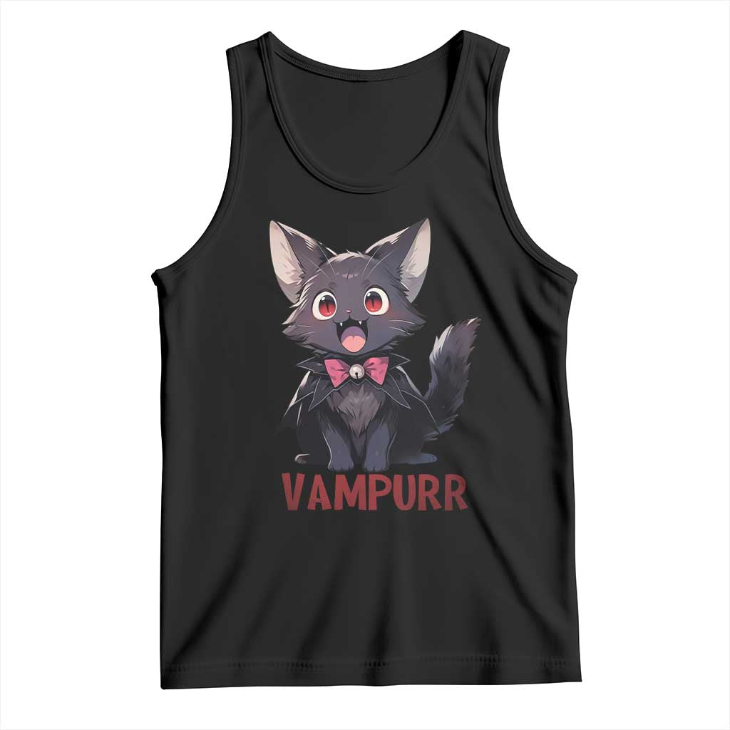 Halloween Black Vampire Cat Tank Top Vampurr Cute Kitty Lover TS12 Black Print Your Wear
