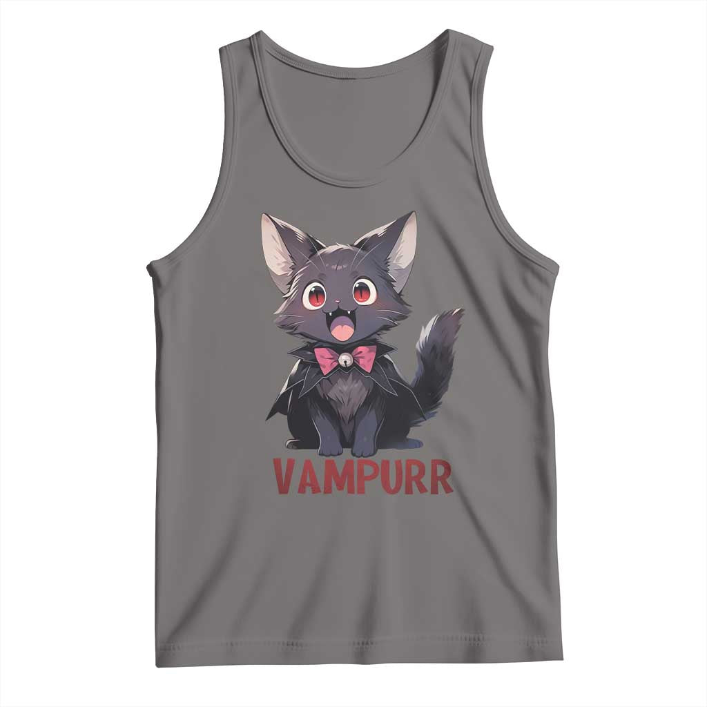 Halloween Black Vampire Cat Tank Top Vampurr Cute Kitty Lover TS12 Deep Heather Print Your Wear