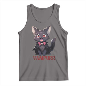 Halloween Black Vampire Cat Tank Top Vampurr Cute Kitty Lover TS12 Deep Heather Print Your Wear