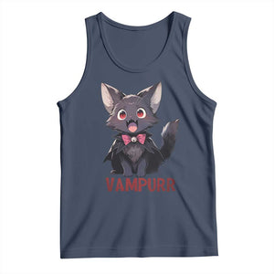 Halloween Black Vampire Cat Tank Top Vampurr Cute Kitty Lover TS12 Navy Print Your Wear