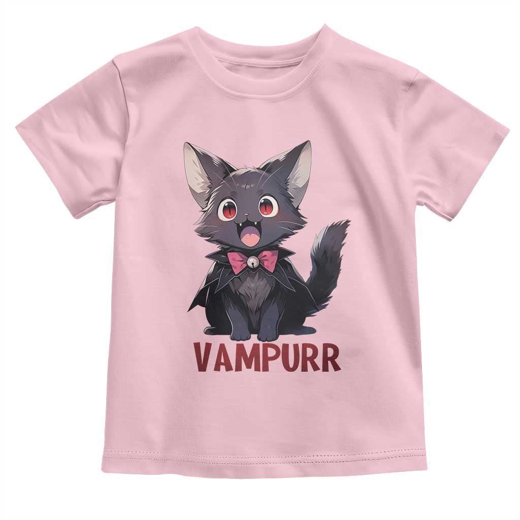 Halloween Black Vampire Cat Toddler T Shirt Vampurr Cute Kitty Lover TS12 Light Pink Print Your Wear