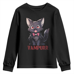 Halloween Black Vampire Cat Youth Sweatshirt Vampurr Cute Kitty Lover TS12 Black Print Your Wear