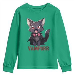 Halloween Black Vampire Cat Youth Sweatshirt Vampurr Cute Kitty Lover TS12 Irish Green Print Your Wear