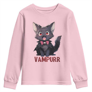 Halloween Black Vampire Cat Youth Sweatshirt Vampurr Cute Kitty Lover TS12 Light Pink Print Your Wear