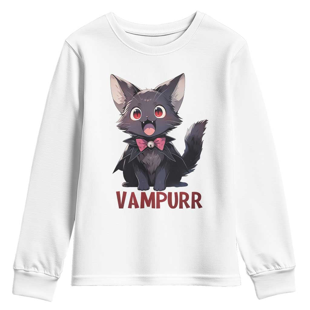Halloween Black Vampire Cat Youth Sweatshirt Vampurr Cute Kitty Lover TS12 White Print Your Wear