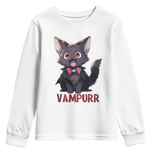 Halloween Black Vampire Cat Youth Sweatshirt Vampurr Cute Kitty Lover TS12 White Print Your Wear