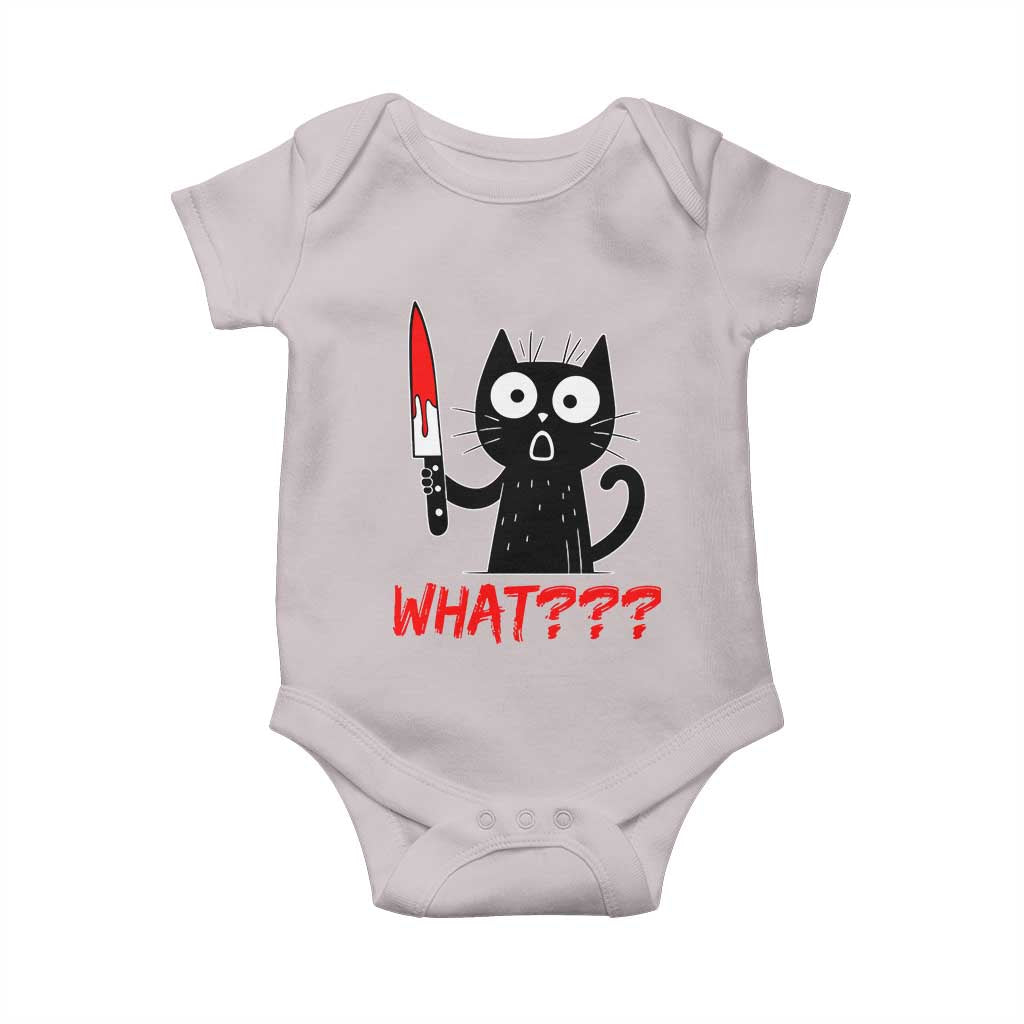 Black Cat Halloween Baby Onesie What Killer Kitten With Knife TS12 Ice Gray Print Your Wear