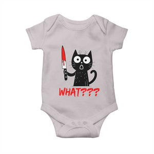 Black Cat Halloween Baby Onesie What Killer Kitten With Knife TS12 Ice Gray Print Your Wear