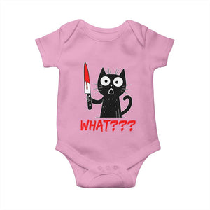 Black Cat Halloween Baby Onesie What Killer Kitten With Knife TS12 Light Pink Print Your Wear
