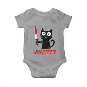 Black Cat Halloween Baby Onesie What Killer Kitten With Knife TS12 Sport Gray Print Your Wear