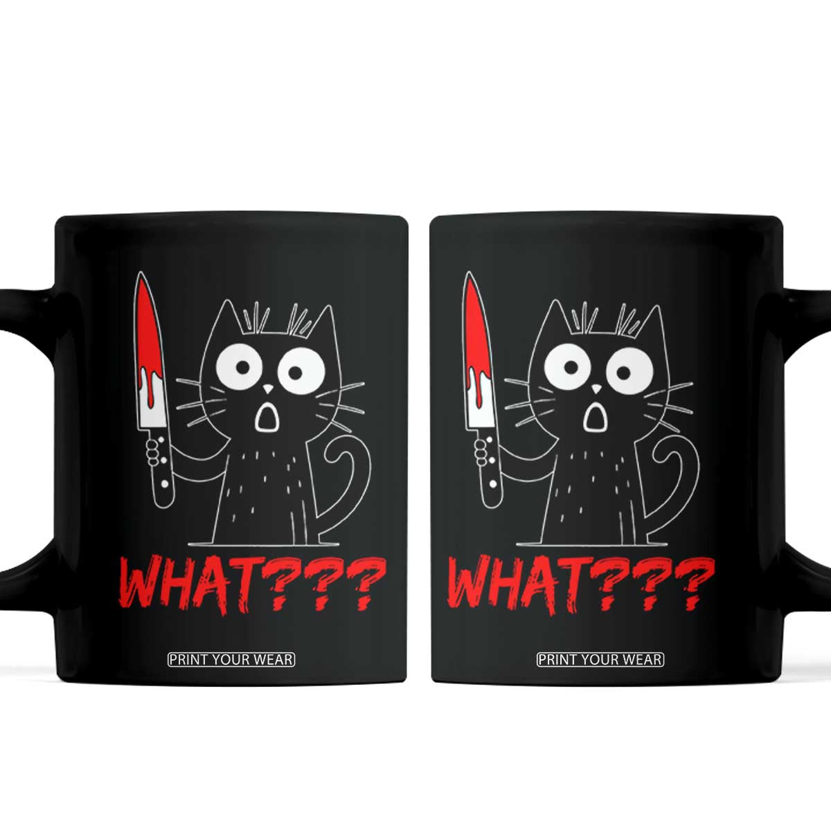 Black Cat Halloween Coffee Mug What Killer Kitten With Knife TS12 Black Print Your Wear