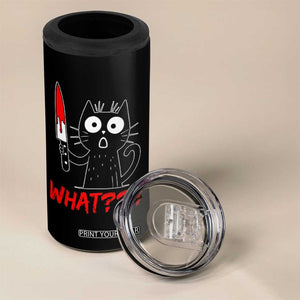 Black Cat Halloween 4 in 1 Can Cooler Tumbler What Killer Kitten With Knife TS12 Print Your Wear