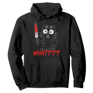 Black Cat Halloween Hoodie What Killer Kitten With Knife TS12 Black Print Your Wear