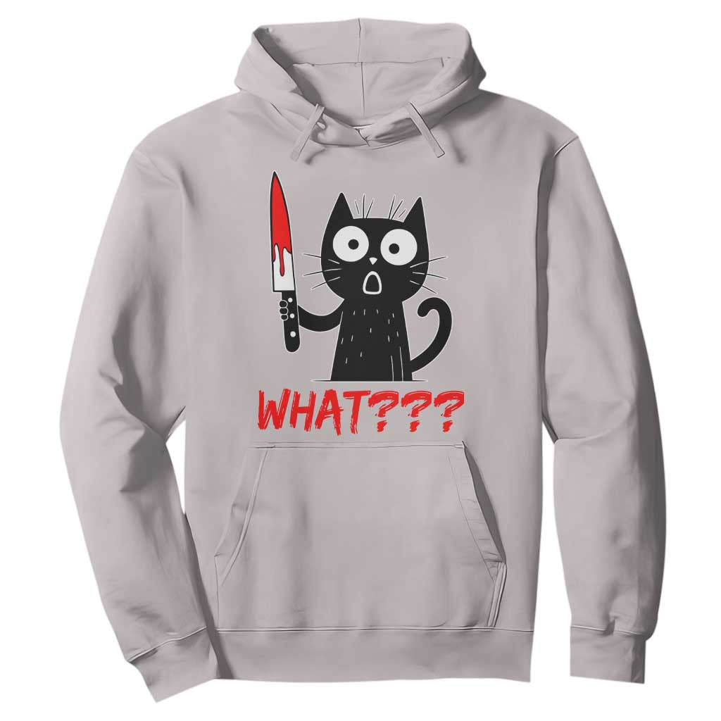 Black Cat Halloween Hoodie What Killer Kitten With Knife TS12 Ice Gray Print Your Wear