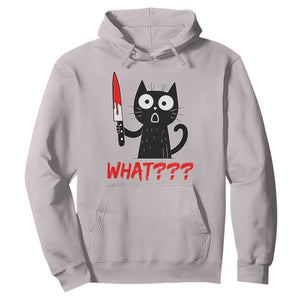 Black Cat Halloween Hoodie What Killer Kitten With Knife TS12 Ice Gray Print Your Wear