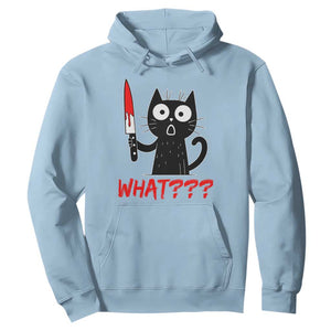 Black Cat Halloween Hoodie What Killer Kitten With Knife TS12 Light Blue Print Your Wear