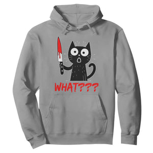 Black Cat Halloween Hoodie What Killer Kitten With Knife TS12 Sport Gray Print Your Wear