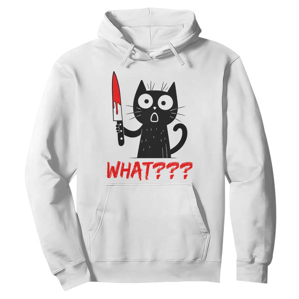 Black Cat Halloween Hoodie What Killer Kitten With Knife TS12 White Print Your Wear