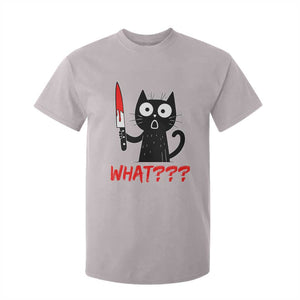 Black Cat Halloween T Shirt For Kid What Killer Kitten With Knife TS12 Ice Gray Print Your Wear