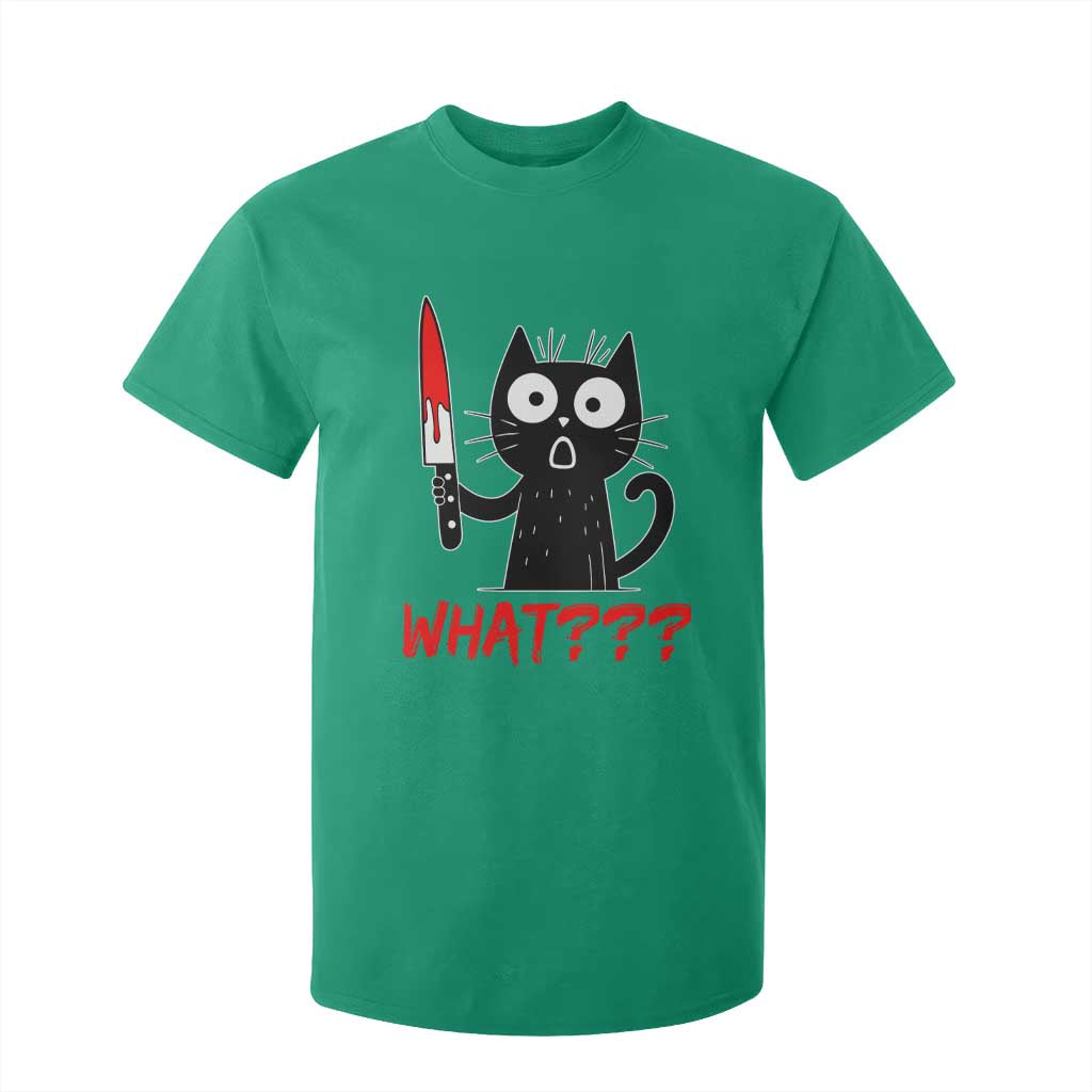 Black Cat Halloween T Shirt For Kid What Killer Kitten With Knife TS12 Irish Green Print Your Wear