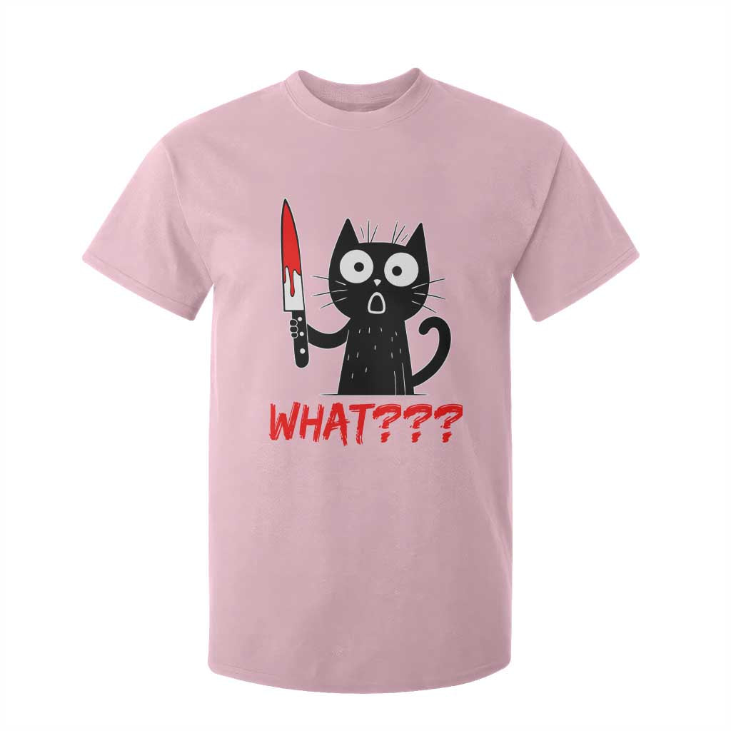 Black Cat Halloween T Shirt For Kid What Killer Kitten With Knife TS12 Light Pink Print Your Wear
