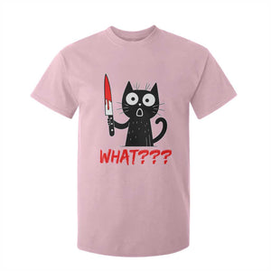 Black Cat Halloween T Shirt For Kid What Killer Kitten With Knife TS12 Light Pink Print Your Wear