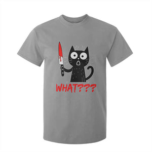 Black Cat Halloween T Shirt For Kid What Killer Kitten With Knife TS12 Sport Gray Print Your Wear