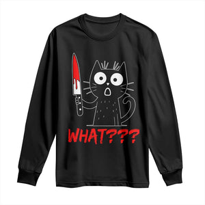 Black Cat Halloween Long Sleeve Shirt What Killer Kitten With Knife TS12 Black Print Your Wear