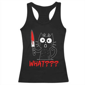 Black Cat Halloween Racerback Tank Top What Killer Kitten With Knife TS12 Black Print Your Wear