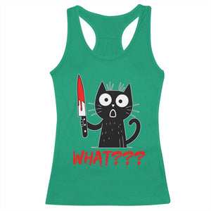 Black Cat Halloween Racerback Tank Top What Killer Kitten With Knife TS12 Irish Green Print Your Wear