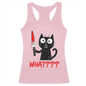 Black Cat Halloween Racerback Tank Top What Killer Kitten With Knife TS12 Light Pink Print Your Wear