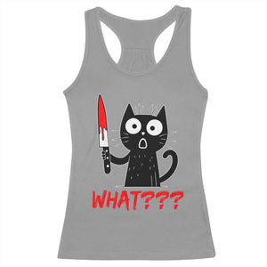 Black Cat Halloween Racerback Tank Top What Killer Kitten With Knife TS12 Sport Gray Print Your Wear