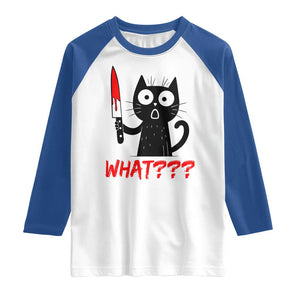 Black Cat Halloween Raglan Shirt What Killer Kitten With Knife TS12 White Royal Print Your Wear
