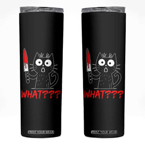 Black Cat Halloween Skinny Tumbler What Killer Kitten With Knife TS12 Black Print Your Wear